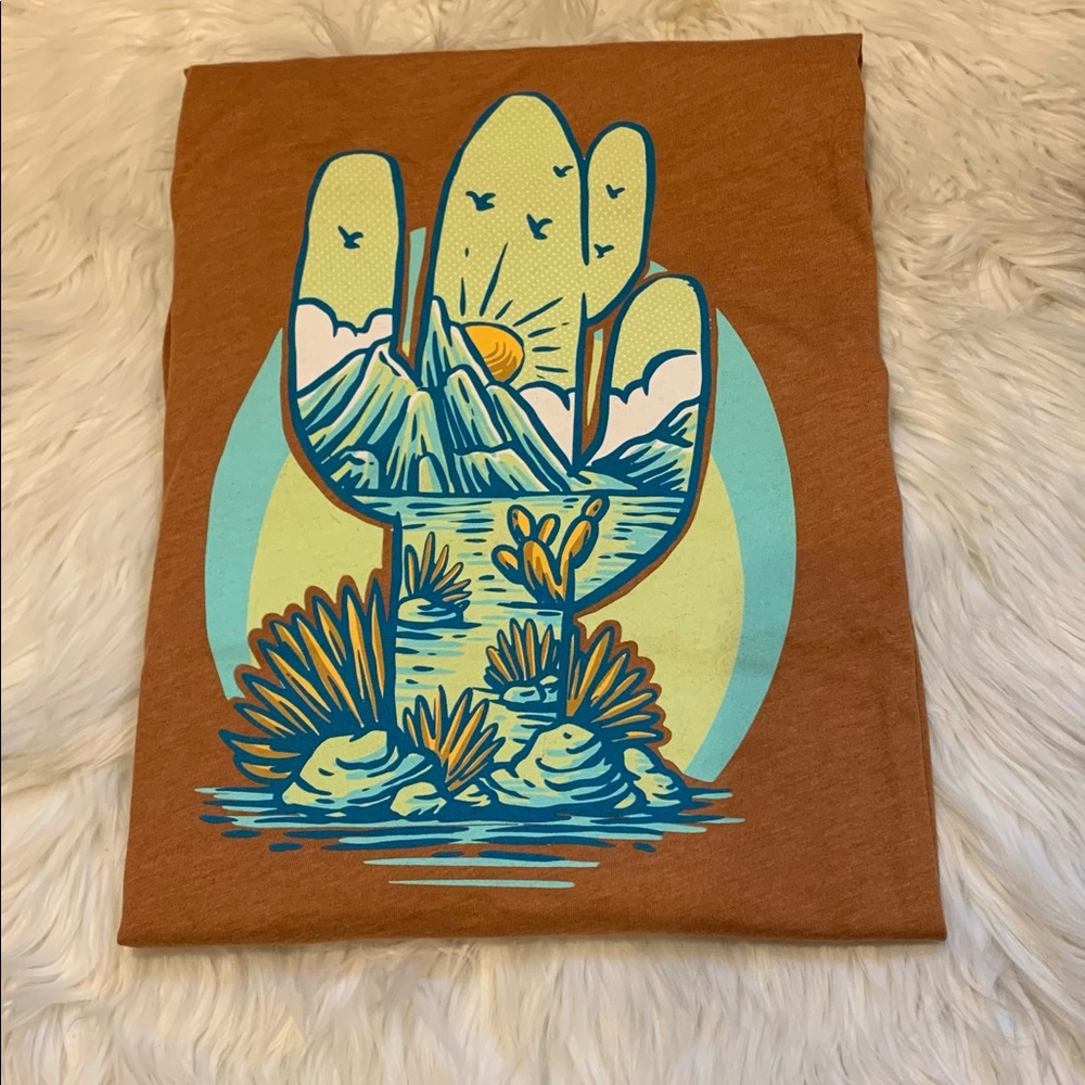 Boutique Graphic Tee with Desert Cactus Print